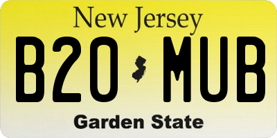 NJ license plate B20MUB