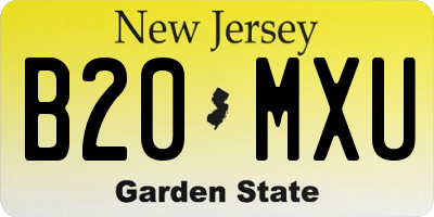 NJ license plate B20MXU