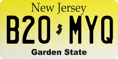 NJ license plate B20MYQ