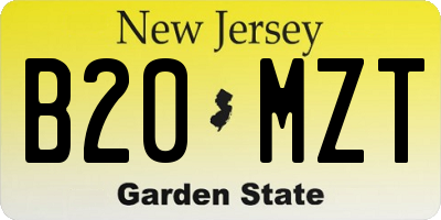 NJ license plate B20MZT