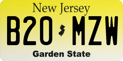 NJ license plate B20MZW