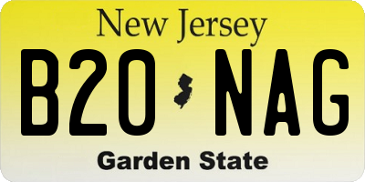 NJ license plate B20NAG