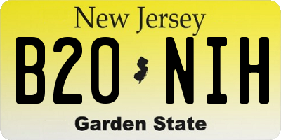NJ license plate B20NIH