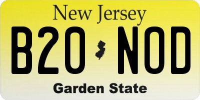 NJ license plate B20NOD
