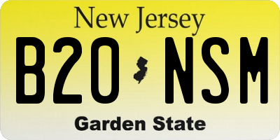 NJ license plate B20NSM
