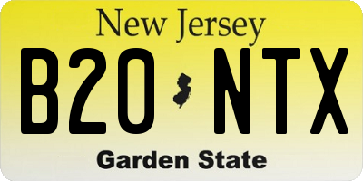 NJ license plate B20NTX