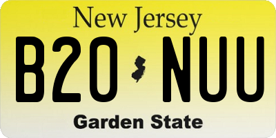 NJ license plate B20NUU