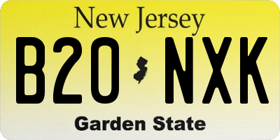 NJ license plate B20NXK
