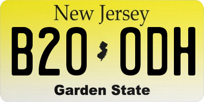 NJ license plate B20ODH
