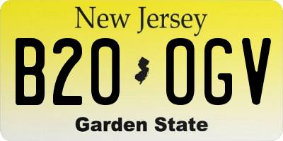 NJ license plate B20OGV
