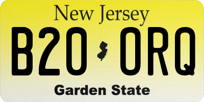 NJ license plate B20ORQ