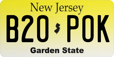 NJ license plate B20POK