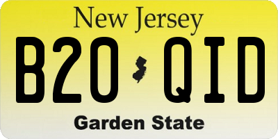 NJ license plate B20QID