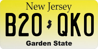 NJ license plate B20QKO