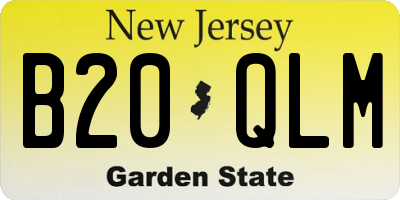NJ license plate B20QLM