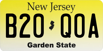 NJ license plate B20QOA