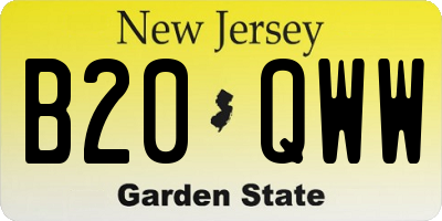 NJ license plate B20QWW
