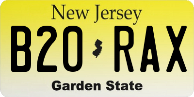 NJ license plate B20RAX