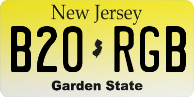 NJ license plate B20RGB
