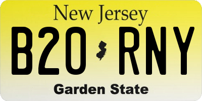 NJ license plate B20RNY