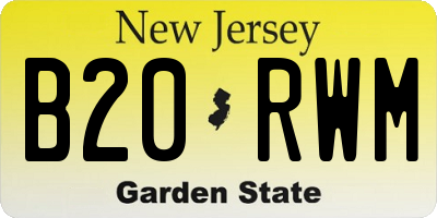 NJ license plate B20RWM