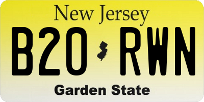 NJ license plate B20RWN