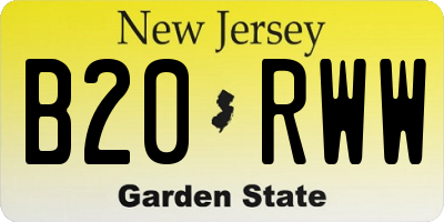 NJ license plate B20RWW