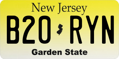 NJ license plate B20RYN