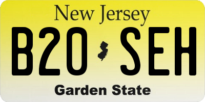 NJ license plate B20SEH