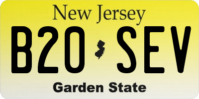 NJ license plate B20SEV