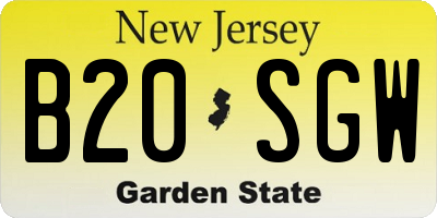 NJ license plate B20SGW