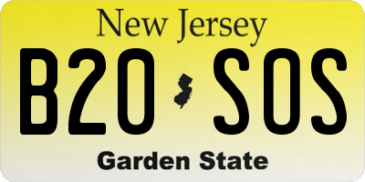 NJ license plate B20SOS