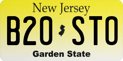 NJ license plate B20STO