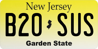 NJ license plate B20SUS