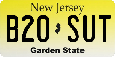 NJ license plate B20SUT
