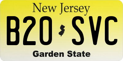NJ license plate B20SVC