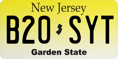 NJ license plate B20SYT