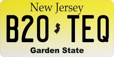 NJ license plate B20TEQ