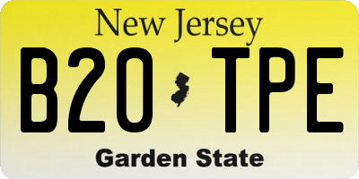 NJ license plate B20TPE