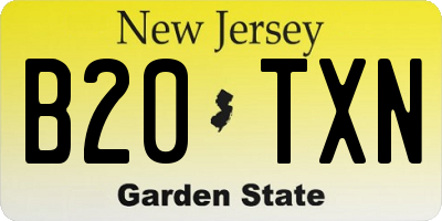 NJ license plate B20TXN