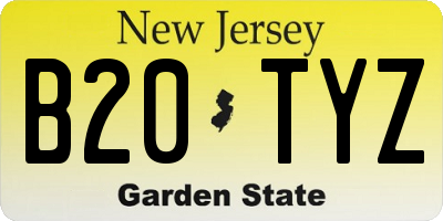 NJ license plate B20TYZ