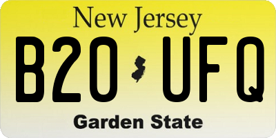 NJ license plate B20UFQ