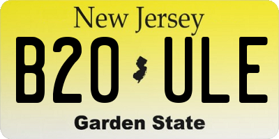 NJ license plate B20ULE