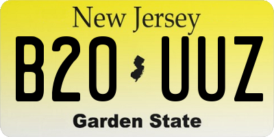 NJ license plate B20UUZ