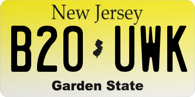 NJ license plate B20UWK