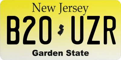 NJ license plate B20UZR
