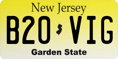 NJ license plate B20VIG