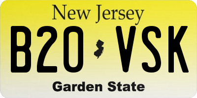 NJ license plate B20VSK