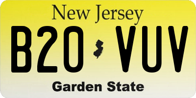 NJ license plate B20VUV