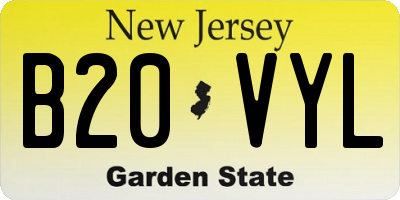 NJ license plate B20VYL